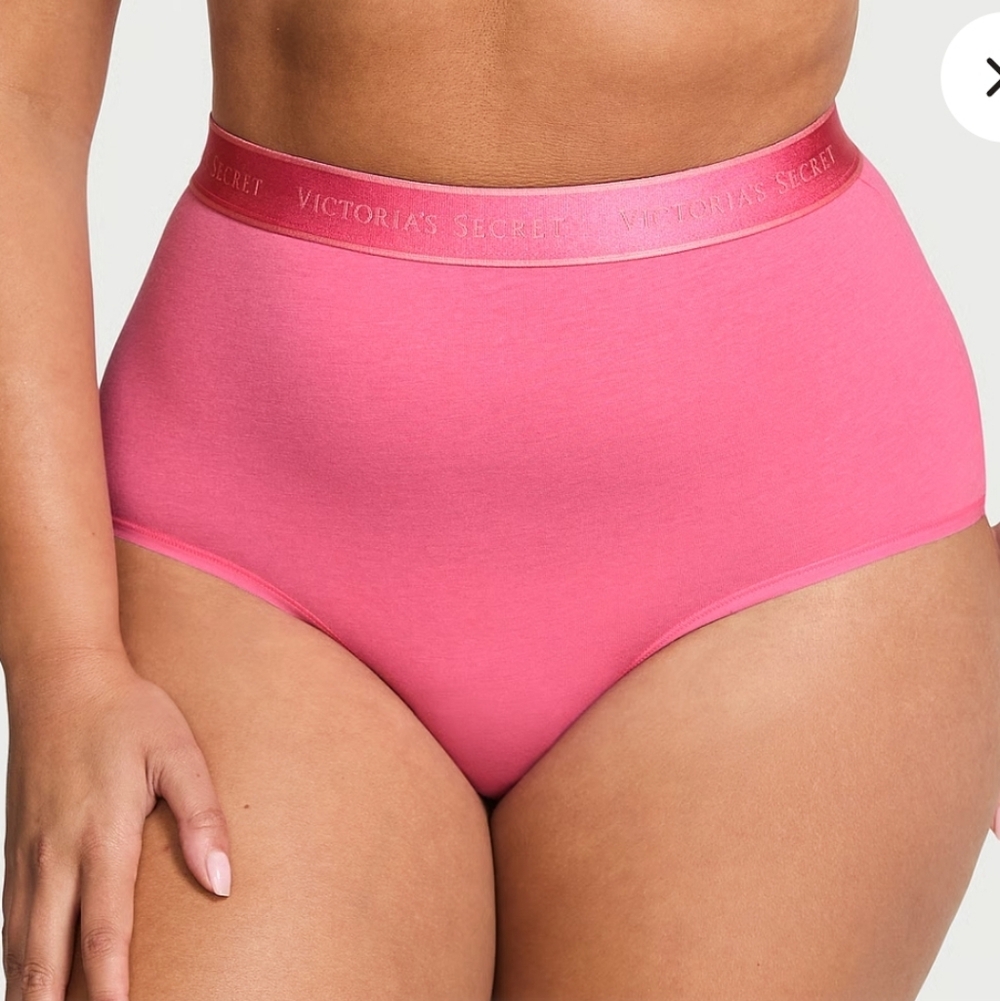 💝(4)NWT Victoria's Secret Cotton Logo Modern Brief Panties Size Medium Pink